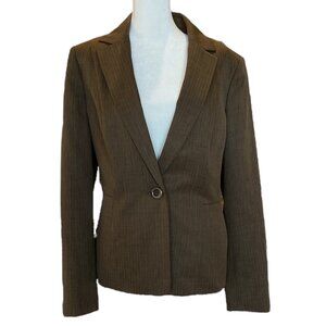 Brown Pin Stripe Single Button Suit Jacket Coat